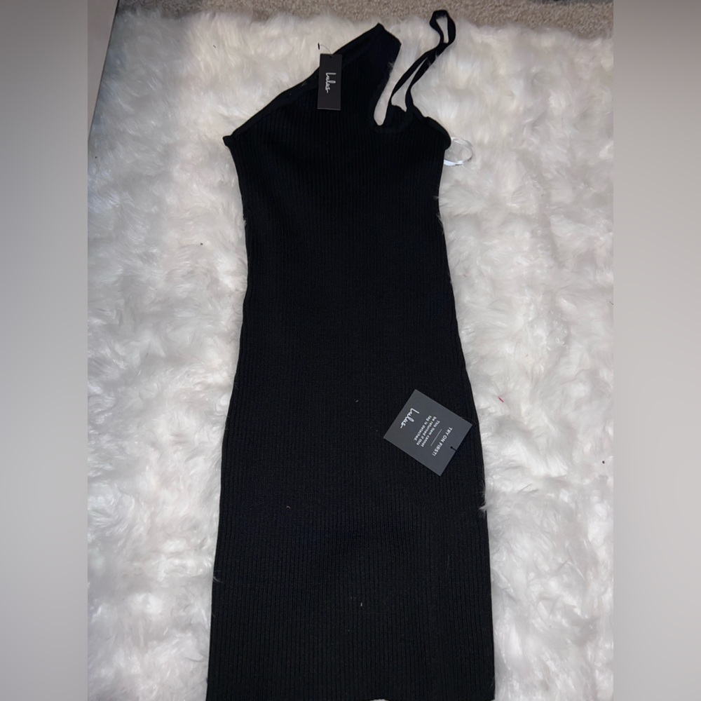 Black XS Lulus Ribbed Dress NWT - Picture 3 of 3